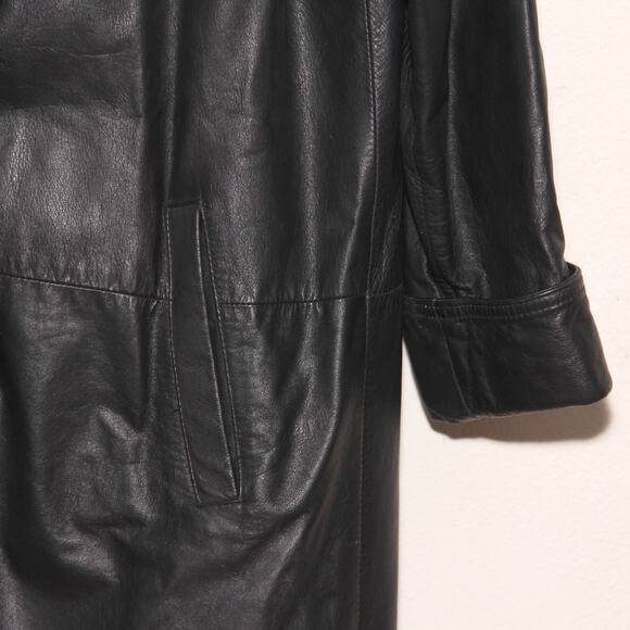Vintage 80s JC Penney Long Leather Duster Trench Coat Size 18W - Picture 5 of 12